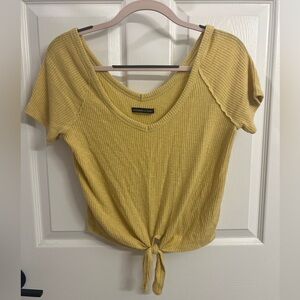 Abercrombie front tie yellow top